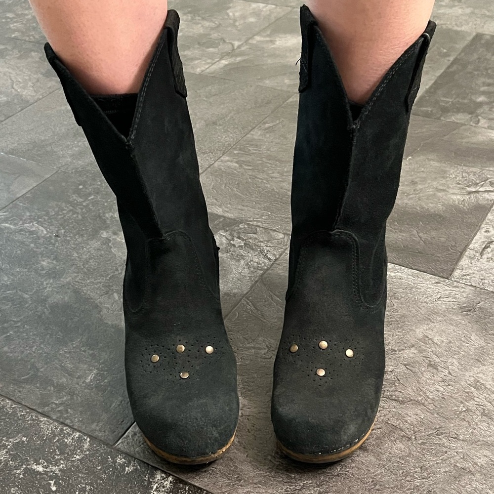 Black Suede Women's Clog boots - Picture 3 of 5